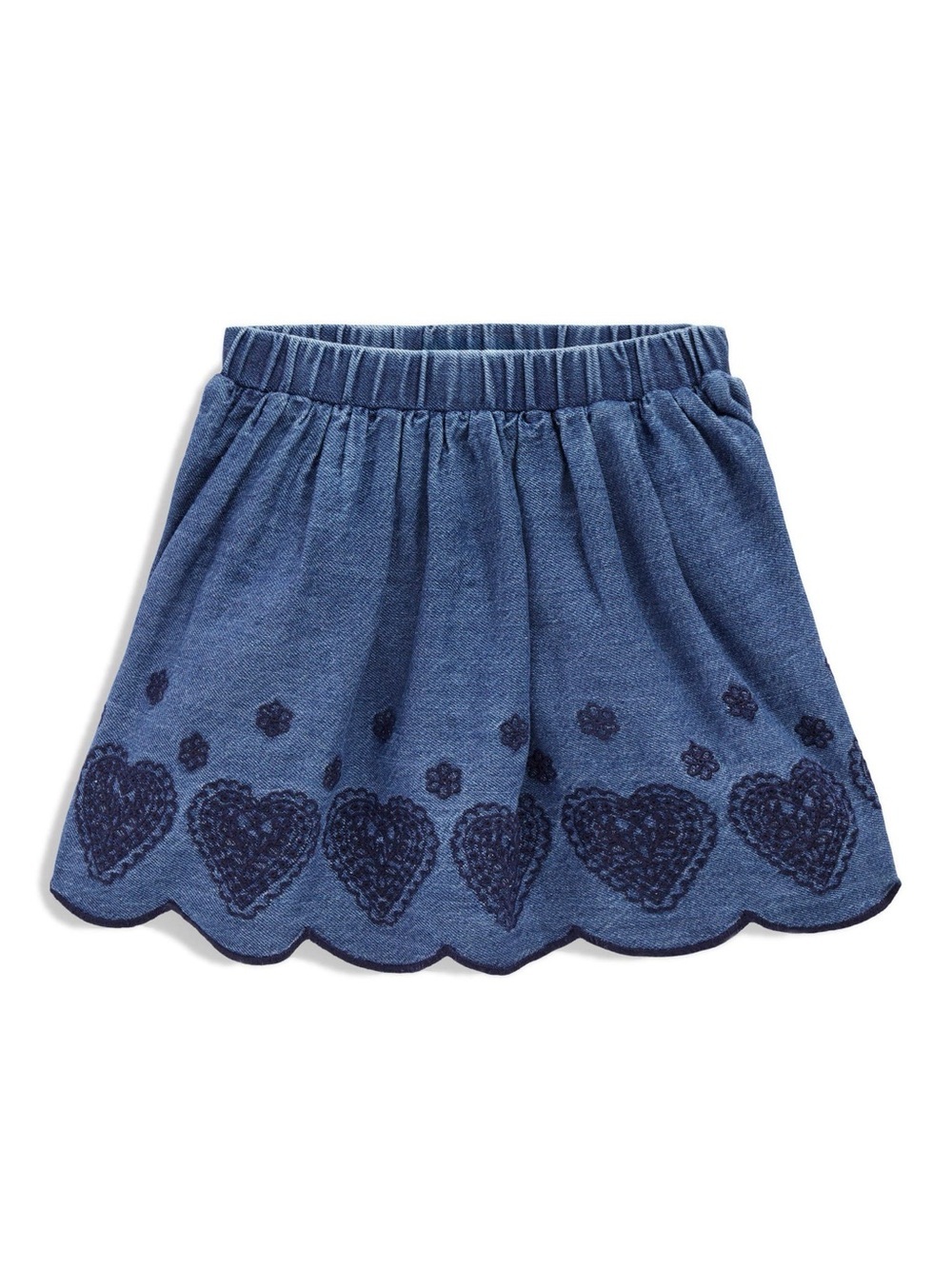 Mini Boden Embroidered Chambray Skirt Blue 5-6 Year NWT